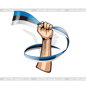 Эстония флаг и рука - векторная иллюстрация