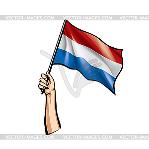 Netherlands flag and hand - vector clip art