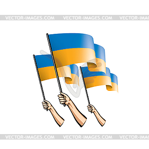 Ukraine flag and hand - vector EPS clipart