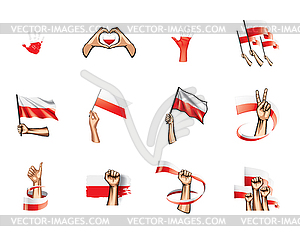 Poland flag and hand - royalty-free vector image