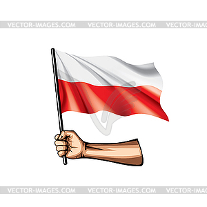 Poland flag and hand - vector clipart
