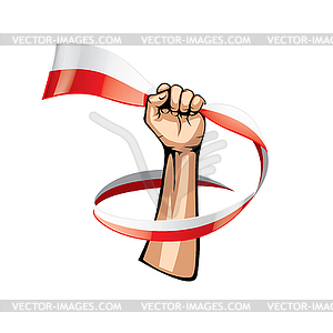 Poland flag and hand - vector EPS clipart