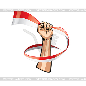 Indonesia flag and hand - stock vector clipart