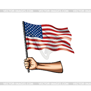 Флаг США и рука - векторный эскиз