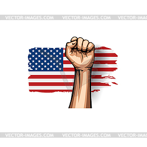 USA flag and hand - vector clipart