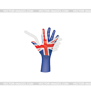 United Kingdom flag and hand - vector clipart