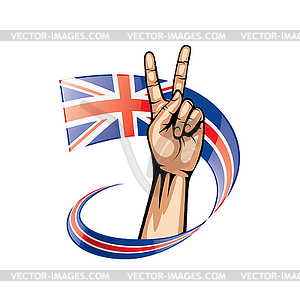 United Kingdom flag and hand - vector clipart