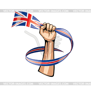 Великобритания флаг и рука - векторный клипарт Royalty-Free