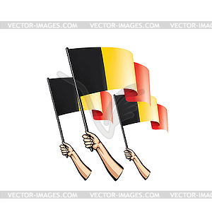 Belgium flag and hand - vector clipart