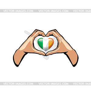 Ireland flag and hand - vector clipart