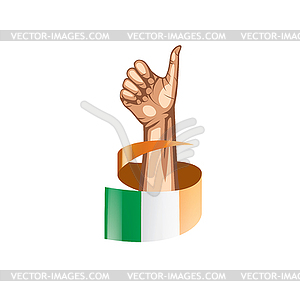 Ireland flag and hand - vector clipart