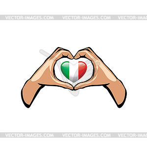 Italy flag and hand - vector clip art