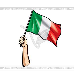 Italy flag and hand - royalty-free vector image