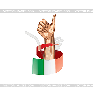 Italy flag and hand - vector clipart