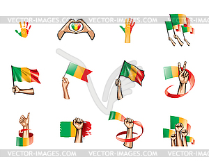 Mali flag and hand - vector clipart