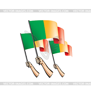 Mali flag and hand - vector image