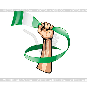 Nigeria flag and hand - vector image