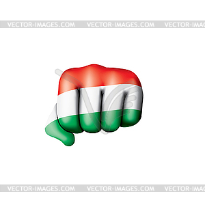 Hungary flag and hand - vector image