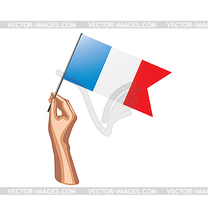 France flag and hand - vector EPS clipart