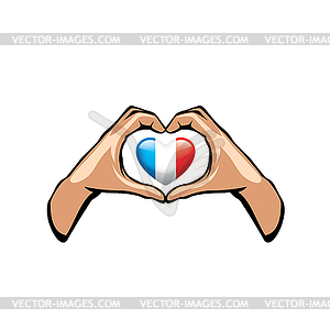 France flag and hand - vector image