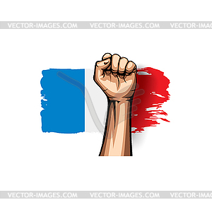 France flag and hand - vector clipart