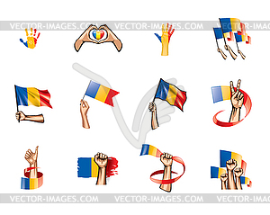 Chad flag and hand - vector clip art