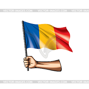 Chad flag and hand - vector clipart