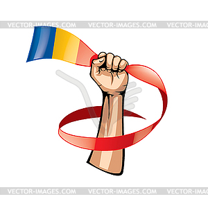 Chad flag and hand - vector clipart