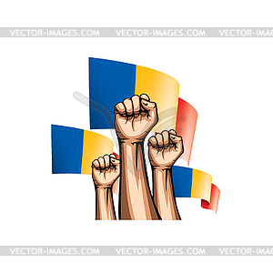 Chad flag and hand - vector image