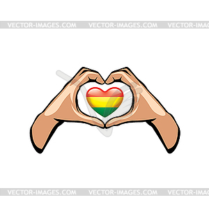 Bolivia flag and hand - vector image