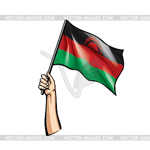 Malawi flag and hand - vector image