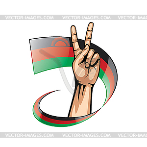 Malawi flag and hand - vector clipart