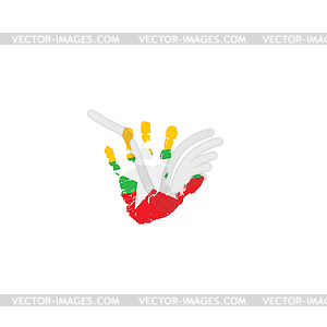 Myanmar flag and hand - vector clipart