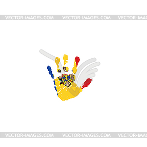 Moldova flag and hand - vector clip art