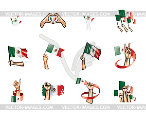 Mexican flag and hand - vector image