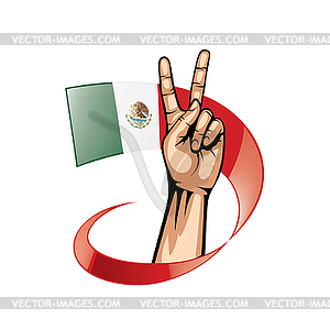 Mexican flag and hand - vector clipart