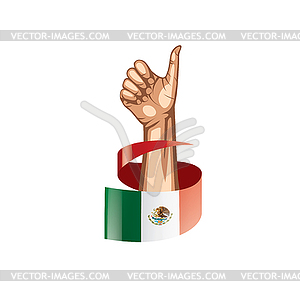 Mexican flag and hand - vector image