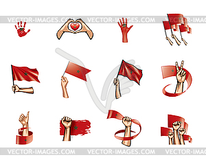 Марокко флаг и рука - векторное изображение EPS