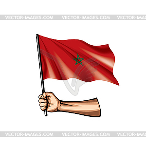 Morocco flag and hand - vector EPS clipart