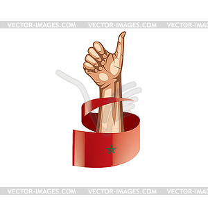 Morocco flag and hand - vector clip art