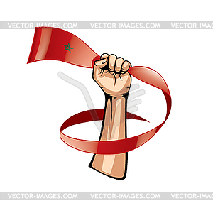 Morocco flag and hand - vector image