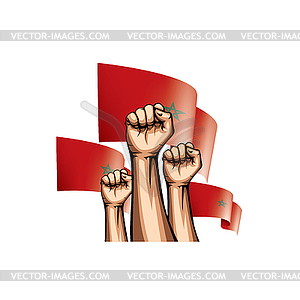 Morocco flag and hand - vector image