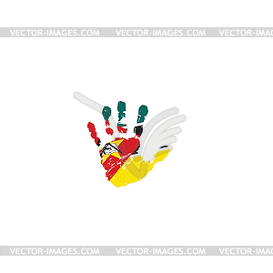 Mozambique flag and hand - vector image