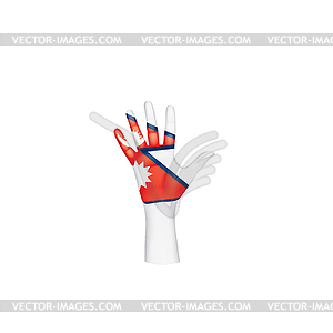 Nepal flag and hand - vector clipart