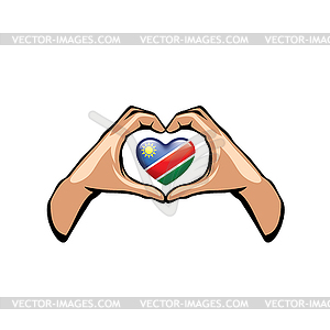 Namibia flag and hand - vector clip art