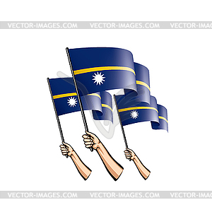 Nauru flag and hand - vector image