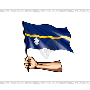 Nauru flag and hand - vector clipart