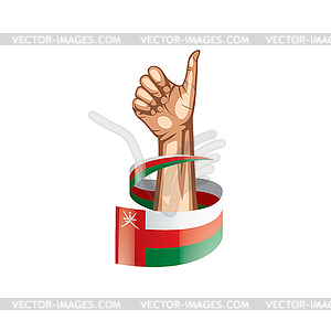 Oman flag and hand - vector clipart