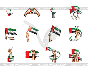 United Arab Emirates flag and hand - vector image