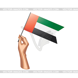 United Arab Emirates flag and hand - vector image